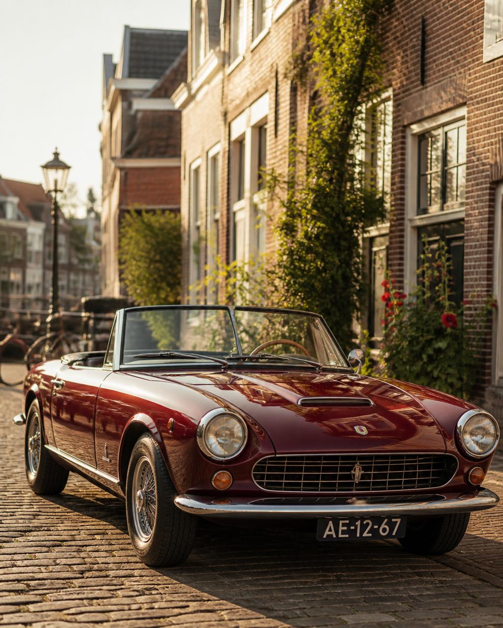 Zorgvuldig onderhouden klassieke cabriolet in een Nederlandse straat